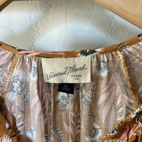 Universal Thread| Burnt Orange, Rust Floral Tiered Ruffle Midi Dress•••Prairie - Picture 6 of 12